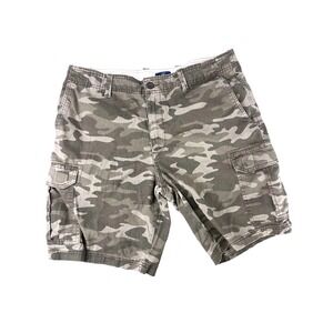 George Mens Camo Cargo Shorts 34 Green Brown Camouflage Heavy Cotton